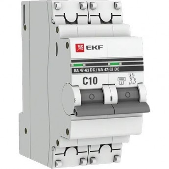 Автоматический выключатель EKF 2P 10А C 6кА ВА 47-63 DC PROxima mcb4763-DC-2-10C-pro Автоматический выключатель EKF 2P 10А C 6кА ВА 47-63 DC PROxima mcb4763-DC-2-10C-pro