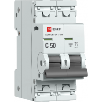 Автоматический выключатель EKF 2P 50А (C) 6кА ВА 47-63N PROxima M636250C Автоматический выключатель EKF 2P 50А (C) 6кА ВА 47-63N PROxima M636250C