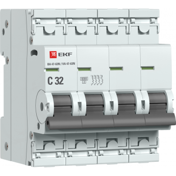 Автоматический выключатель EKF PROXIMA 4P 32А (C) 6кА ВА 47-63N