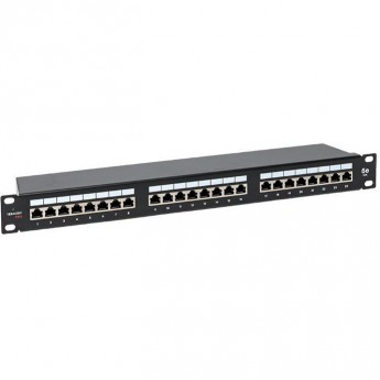 Патч-панель EKF 19дюйм кат.5e 1U полный экран STP 24 порта RJ-45 Dual IDC с органайзером TERACOM PRO